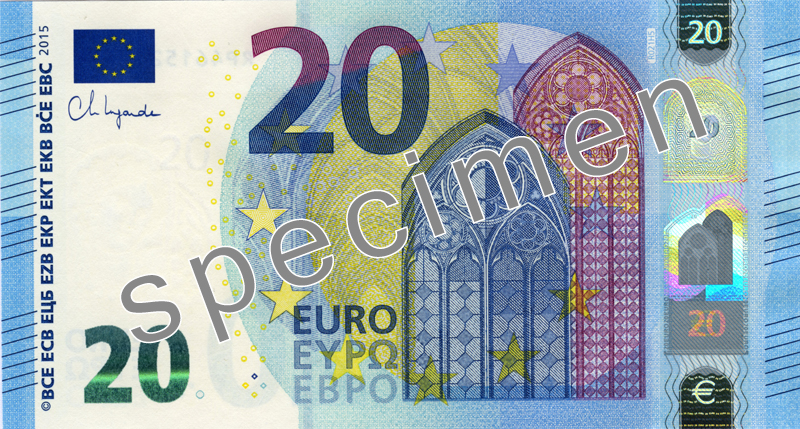 Официальный образец €20 серии Европа, SPECIMEN