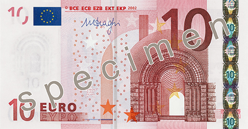 Официальный образец €10 первой серии евро, SPECIMEN